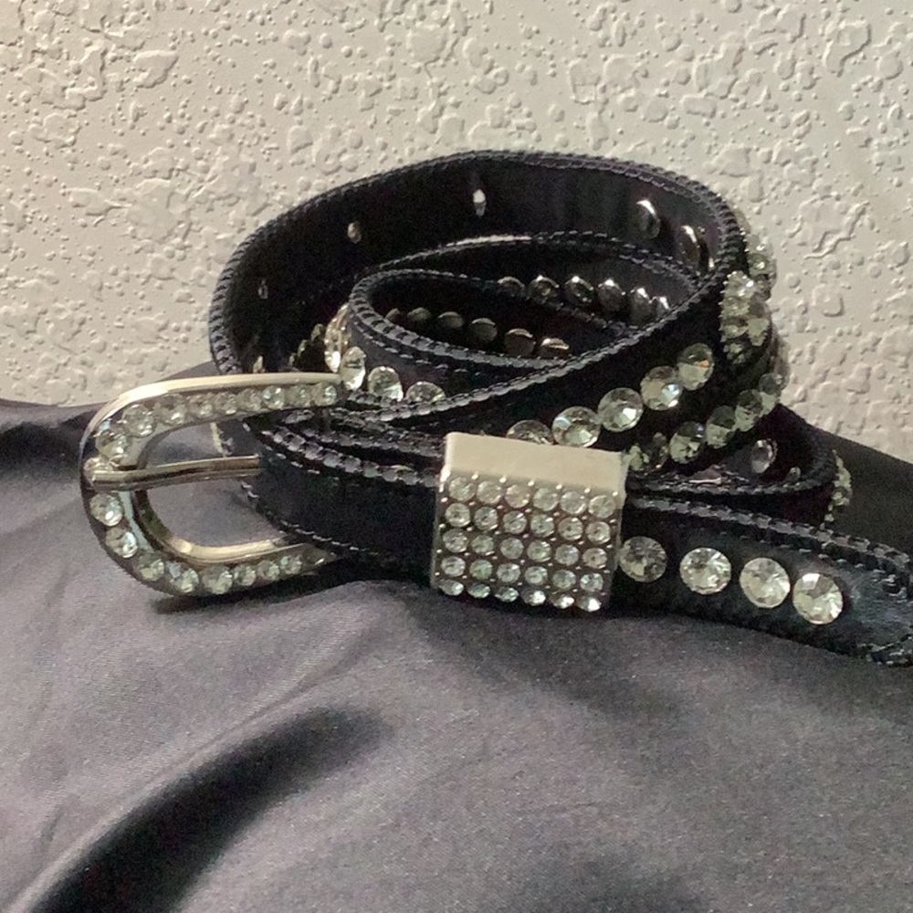 Black Rhinestone Studded Belt